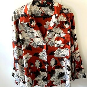 Zara floral print shirt satin effect (oversize look)